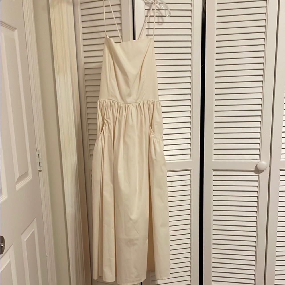 Elegant Cream Spaghetti Strap Dress